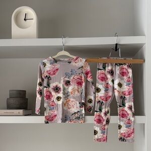 Posh Peanut Pink Floral Long-Sleeve Kids Pajama Set
